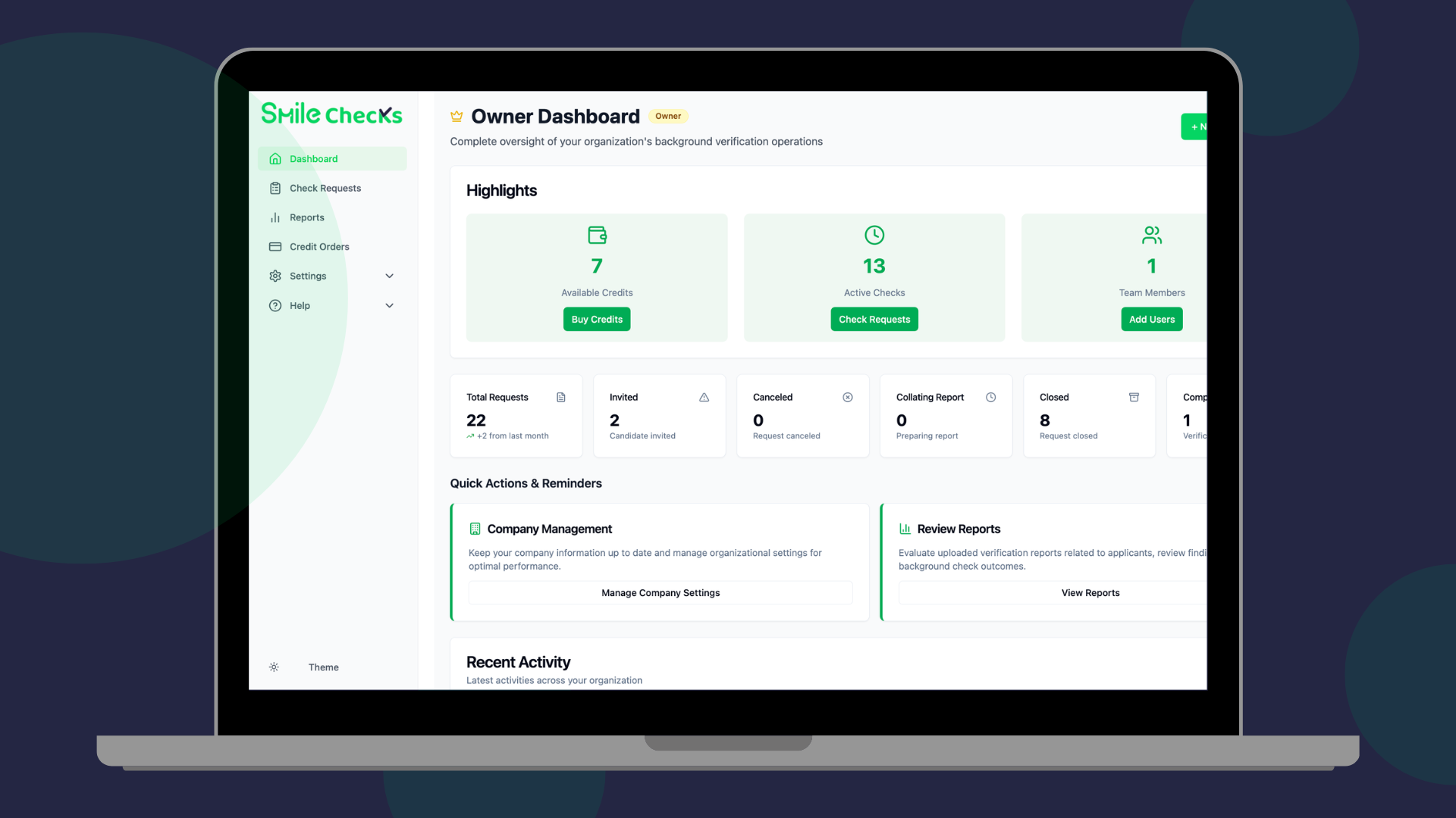 Dashboard showing automated employment verification results in Smile Checks v2