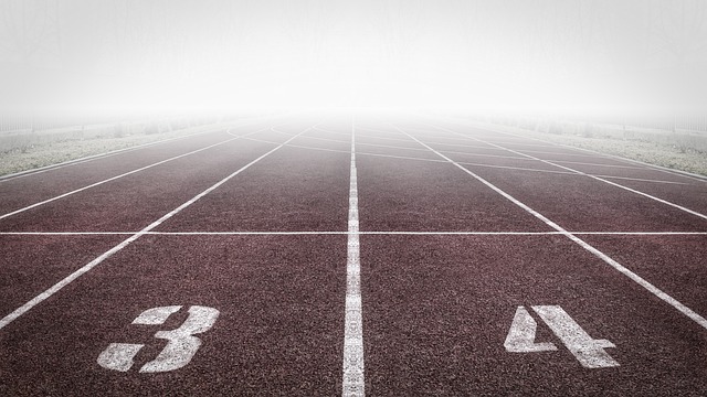 A running track in a misty day